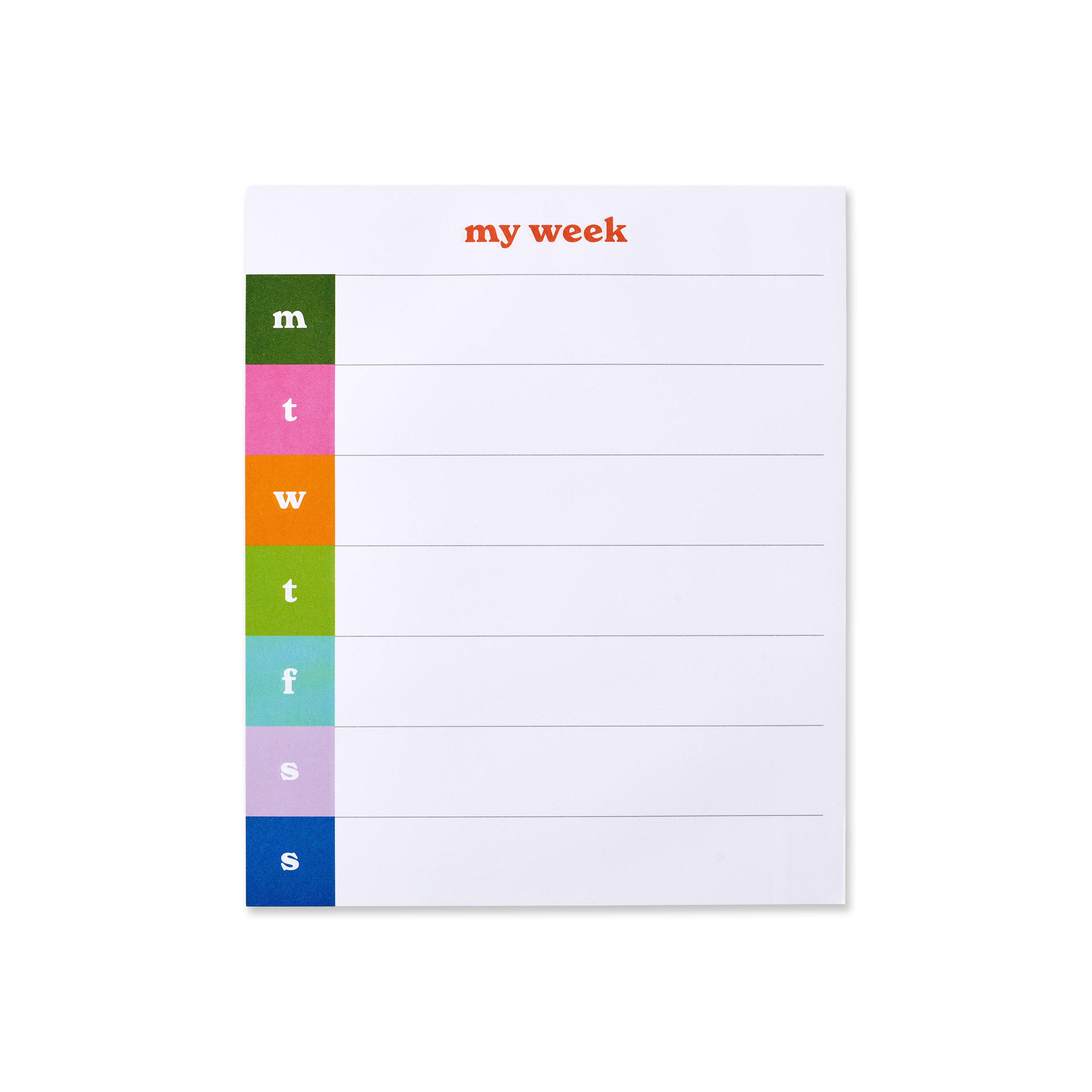 weekly planning pad.