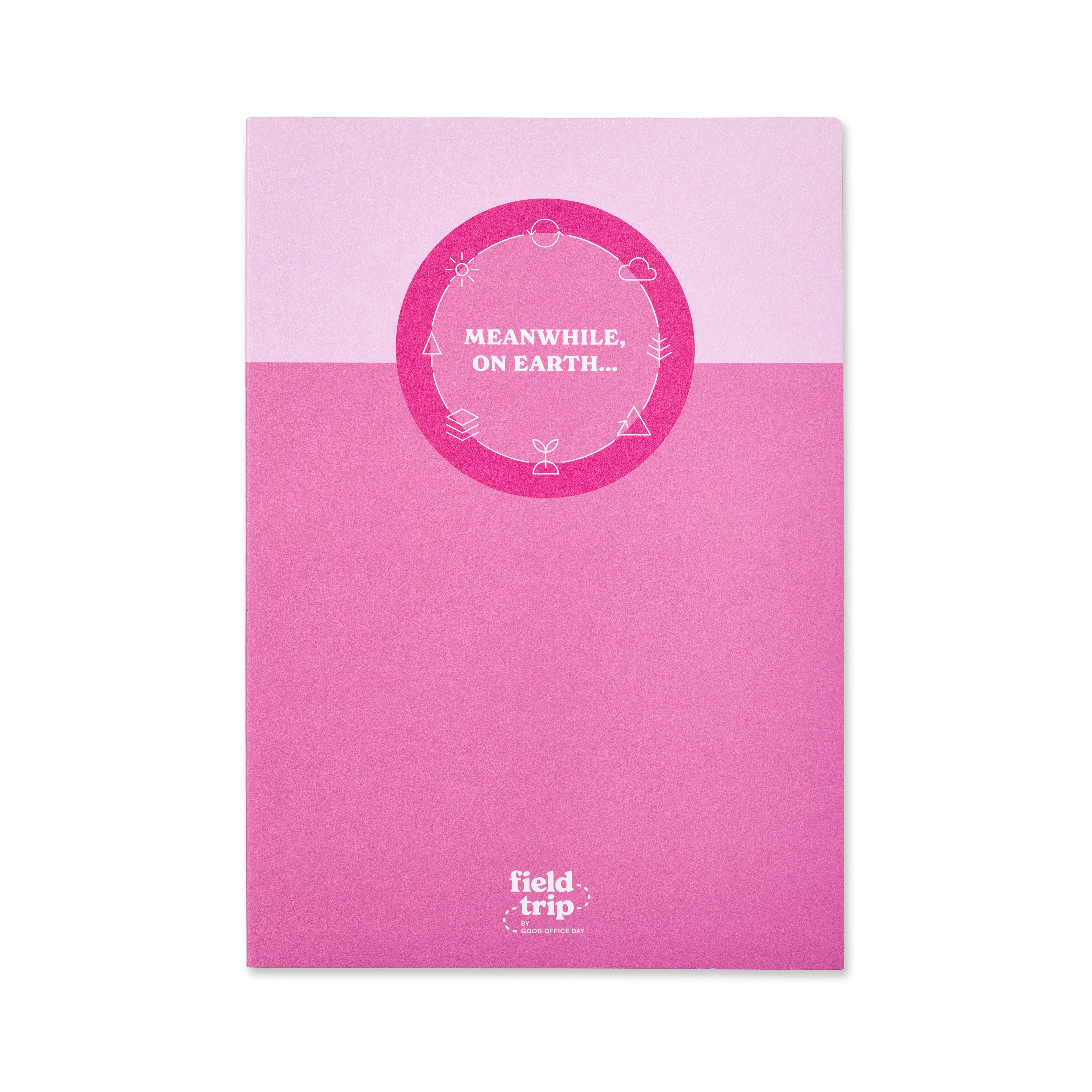 pink and magenta block pattern notebook with quote.