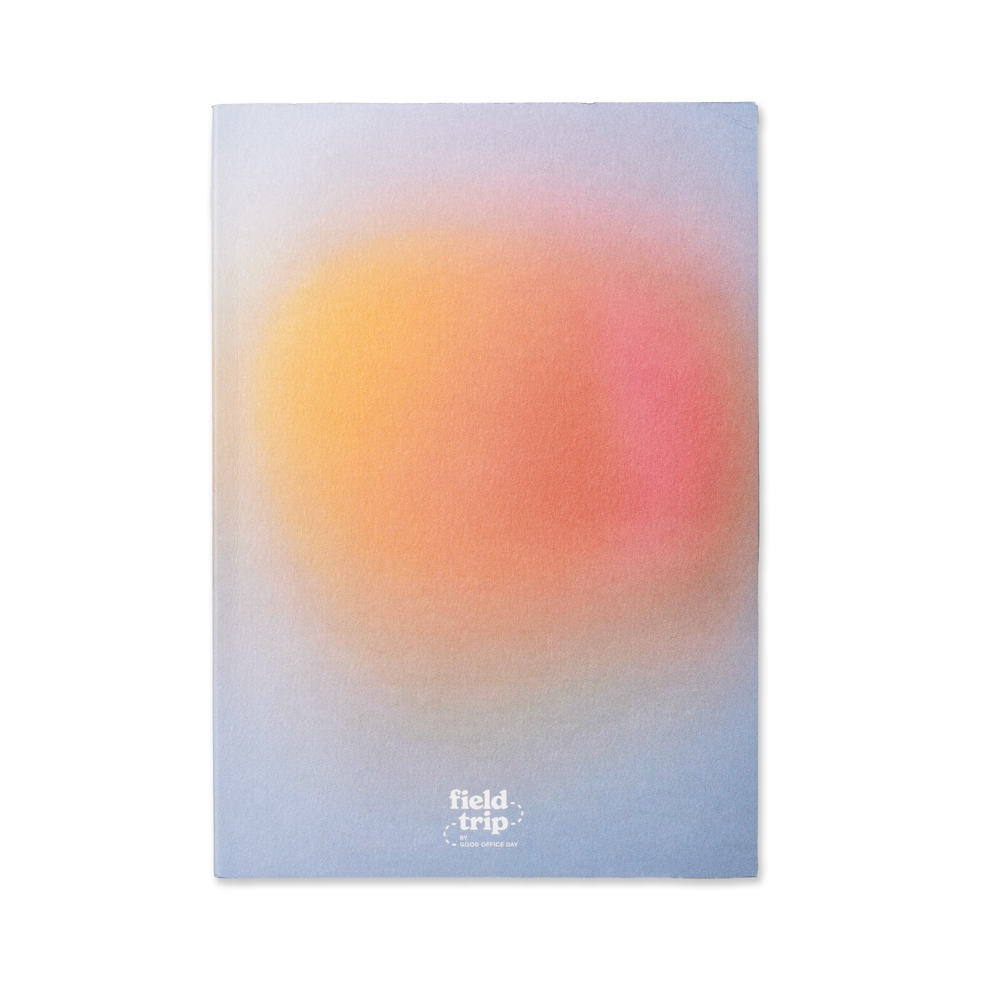 sunset gradient notebook with blue fading into orange and pink aura tones.